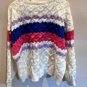 99 Jane Street Striped Medium Acrylic Polyester Cable Knit Sweater Fairy Boho